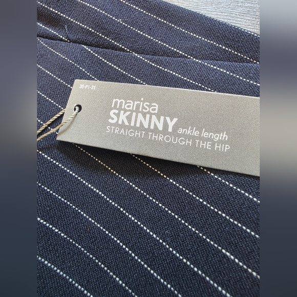 Nwt LOFT MARISA skinny Pinstripe Stripes Navy Blue 6 Tall Pants Classy Business - Picture 7 of 12